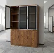 3-Door Wooden Glass Filing Storage Cabinet - 3