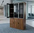 3-Door Wooden Glass Filing Storage Cabinet - 4