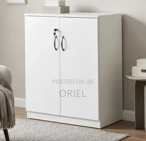 Kabati la Ofisi la Credenza Nyeupe lenye Milango 2