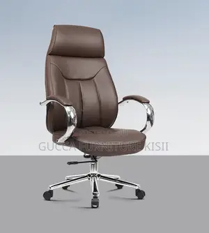 Brown Leather Ergonomic Managerial Desk Chair