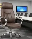 Brown Leather Ergonomic Managerial Desk Chair - 4