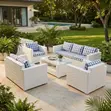 Sofa ya Rattan ya Nje ya Viti 6 Isiyoingiza Maji - 5