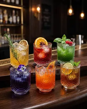6 Pcs U-Shaped Ribbed Glass Tumblers (350ml)