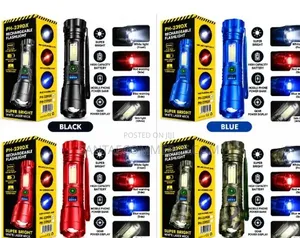Taa ya Flashlight na Mwanga wa Onyo Mwekundu/Bluu & Powerbank