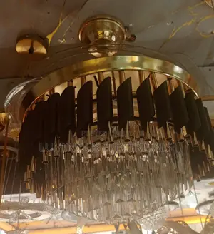 Modern Black & Gold Crystal Ceiling Fan Light with Smart Bluetooth