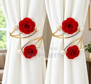 Adjustable Pearl Butterfly Flower Curtain Tiebacks