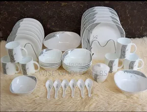 Seti ya Sahani za Kula za Opal Glass za Vipande 39 za Mraba