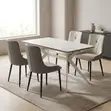 Modern 4 Seater Dining Set - White - 2
