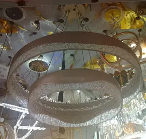 Modern Luxury 2-Tier Gold Crystal LED Ring Chandelier