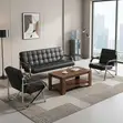 Brand New 5-Seater Black Leather Reception Sofa - 3