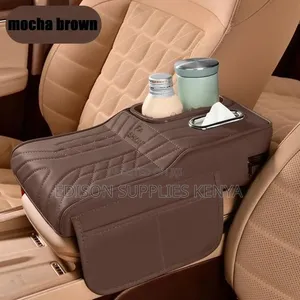 Car Armrest Pad Organizer with Cup Holders & Tissue Dispenser