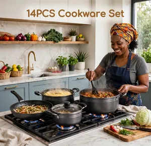 TC Nonstick Cookware Set Vipande 14 - Mpya