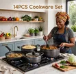 TC Nonstick Cookware Set 14 Pieces - New - 1