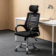 High Reclining Fabric Ergonomic Office Chair with Headrest - 1