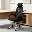 High Reclining Fabric Ergonomic Office Chair with Headrest - 4