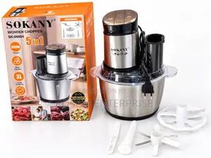 Sokany 5-in-1 Food Chopper Mpya (3 Liters)