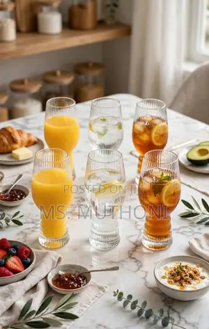 Set of 6 Ribbed Tulip Glasses (500ml)