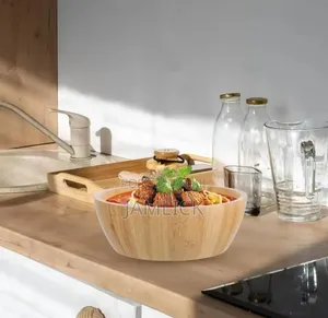 Bakuli la Kukandia Unga na Salad la Mbao