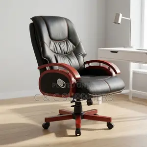 Manager's Reclining Office Chair with Wooden Armrests