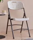 Foldable White Patio Chair with Metallic Legs - 1