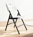 Foldable White Patio Chair with Metallic Legs - 2