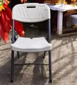 Foldable White Patio Chair with Metallic Legs - 4
