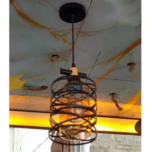 Taa ya Kisasa ya Retro ya Pendant Moja na Mbao na Kioo cha Amber