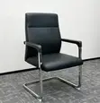 Leather Visitor Chair with Armrests - Black - 1