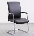 Leather Visitor Chair with Armrests - Black - 2