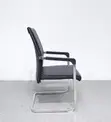Leather Visitor Chair with Armrests - Black - 3