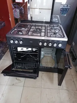 Mika 5-Burner Electric Cooker with Gas Compartment - Black