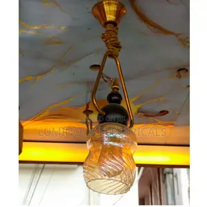Vintage Industrial Gold Pendant Light | Retro Rope Hanging Lamp