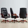 Leather Manager's Chair with Mahogany Armrests - 1