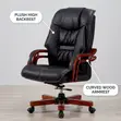 Leather Manager's Chair with Mahogany Armrests - 3