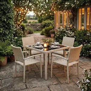 Home Palace Rattan Dining Set ya Watu 4 ya Nje