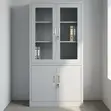 Half Glass Metallic Storage Cabinet - 4 Shelves - 1