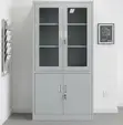 Half Glass Metallic Storage Cabinet - 4 Shelves - 2
