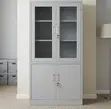 Half Glass Metallic Storage Cabinet - 4 Shelves - 3