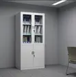 Half Glass Metallic Storage Cabinet - 4 Shelves - 5