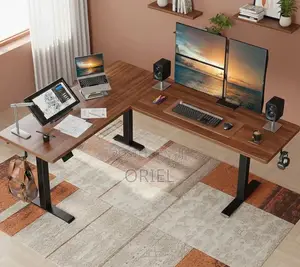 Desk la Kusimama la Umeme la L-Shape - Meza ya Ofisi ya Mtendaji Inayoweza Kurekebishwa