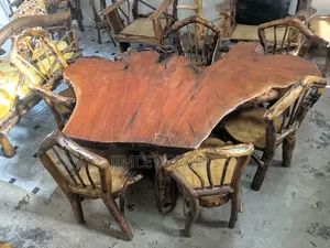 Solid Red Eucalyptus Live-Edge Dining Table Set