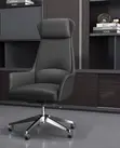 Kiti cha Ofisi cha Ngozi cha Mgongo Mrefu chenye Usaidizi wa Ergonomic - 4