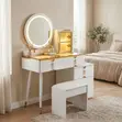 Round Mirror White Vanity Set - 1