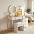 Round Mirror White Vanity Set - 2