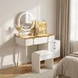 Round Mirror White Vanity Set - 3
