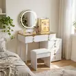 Round Mirror White Vanity Set - 5