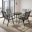 Home Palace Set ya Dining ya Nje Inayokunjwa - Viti 4 na Meza ya Kioo - 4