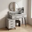 Modern Gray Vanity Table with Mirror and 3 Drawers - 2