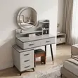 Modern Gray Vanity Table with Mirror and 3 Drawers - 4