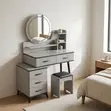 Modern Gray Vanity Table with Mirror and 3 Drawers - 5